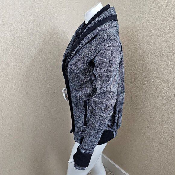 LULULEMON To Class Double Collar Heather Gray Button Up Sweater Jacket~10 - Picture 8 of 14